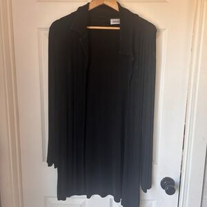 Chico's Women Open Cardigan Jacket Size 2 Knit Solid Black No Closure USA BxQQ